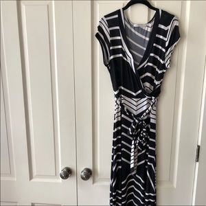Pretty black and white stripe dress!